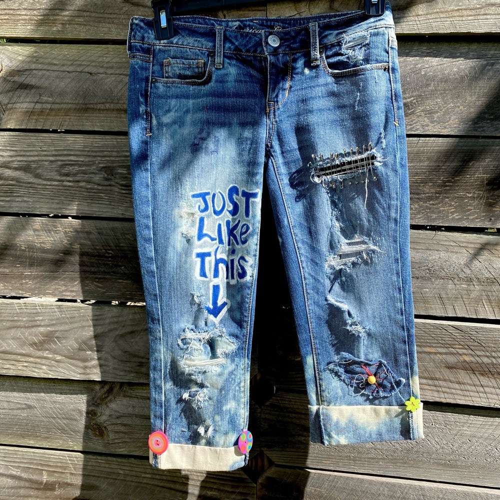American Eagle Stretch Custom Designed Jeans Sz4 - image 1